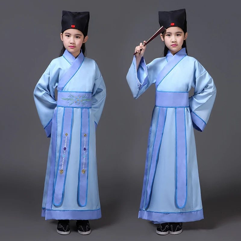 Hanfu Детские китайские традиционные костюмы для девочек костюм китайских танцев