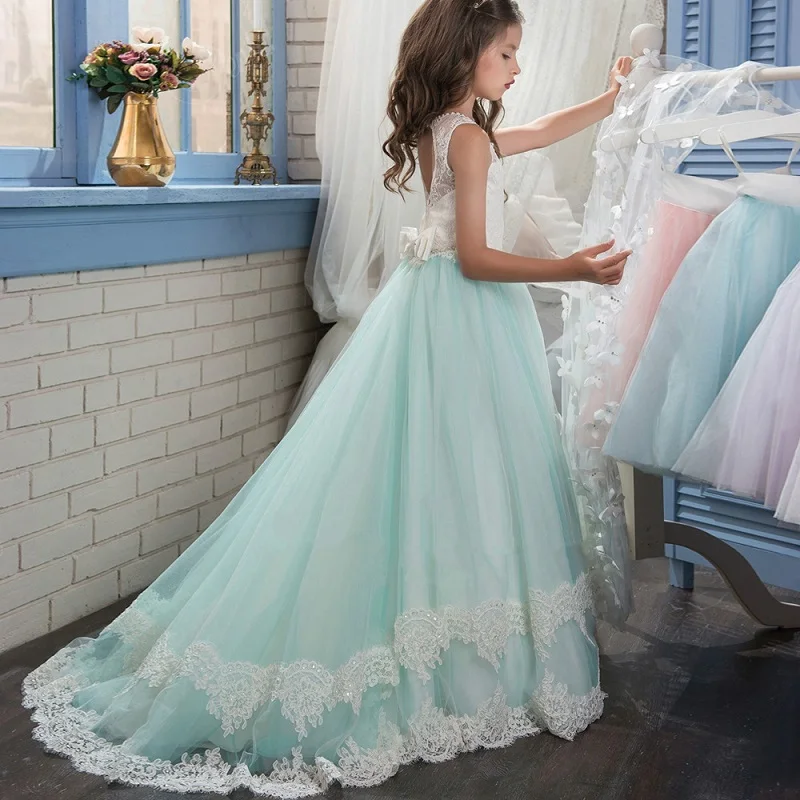 Бальные платья Королевского синего цвета с открытыми плечами, украшенные блестками, Платья с цветочным узором для девочек на свадьбу