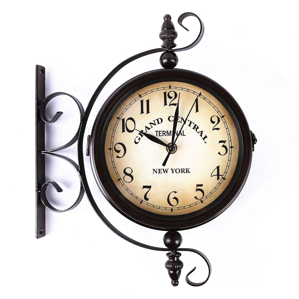 De Metal Retro Ferro Casa Decorativo Girado Antigo O Cofre Na Parede Dupla Face Relogio De Parede Do Vintage Wall Clock Vintage Clock Vintagedouble Face Wall Clock Aliexpress