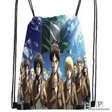 Пользовательские Eren Jaeger Shingeki No Kyojin Аниме походная сумка на шнурке милый рюкзак дети ранец(черная спина) 31x40 см#2018612-01-30