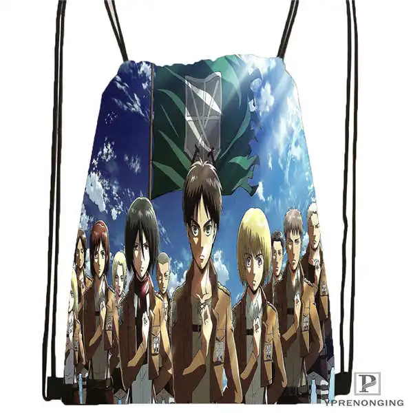 Custom Eren Jaeger Shingeki No Kyojin Anime Drawstring Backpack Bag Cute Daypack Kids Satchel Black Back