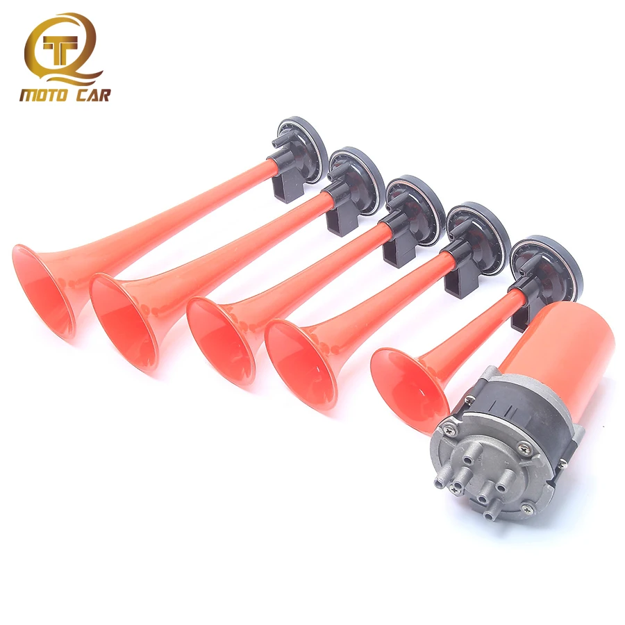 Universal Musical Air Horn Compressor Electrice Air Pump 12V 150Db 5X Tone Suoni Forti Sirena Air Horn Per Car Truck Boat Moto
