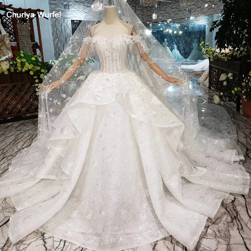 Aliexpress.com : Buy Ball gown tiered Wedding Dress with wedding veil ...