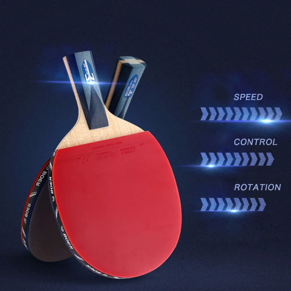 Углеродная летучая мышь настольный теннис ракетка с резиновой Pingpong Paddle прыщи-в пинг-ракетки для понга высокого качества с сумкой