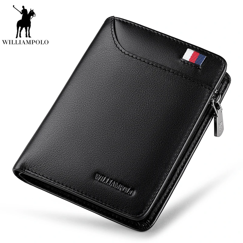 

WILLIAMPOLO 2019 Men wallet Genuine Leather Driver's license Wallets Leather coin purse Designer Money Dollar PL293