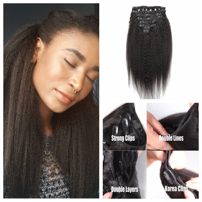 Corase Yaki Clip in Human Hair Extensions 7A Virgin Brazilian Light