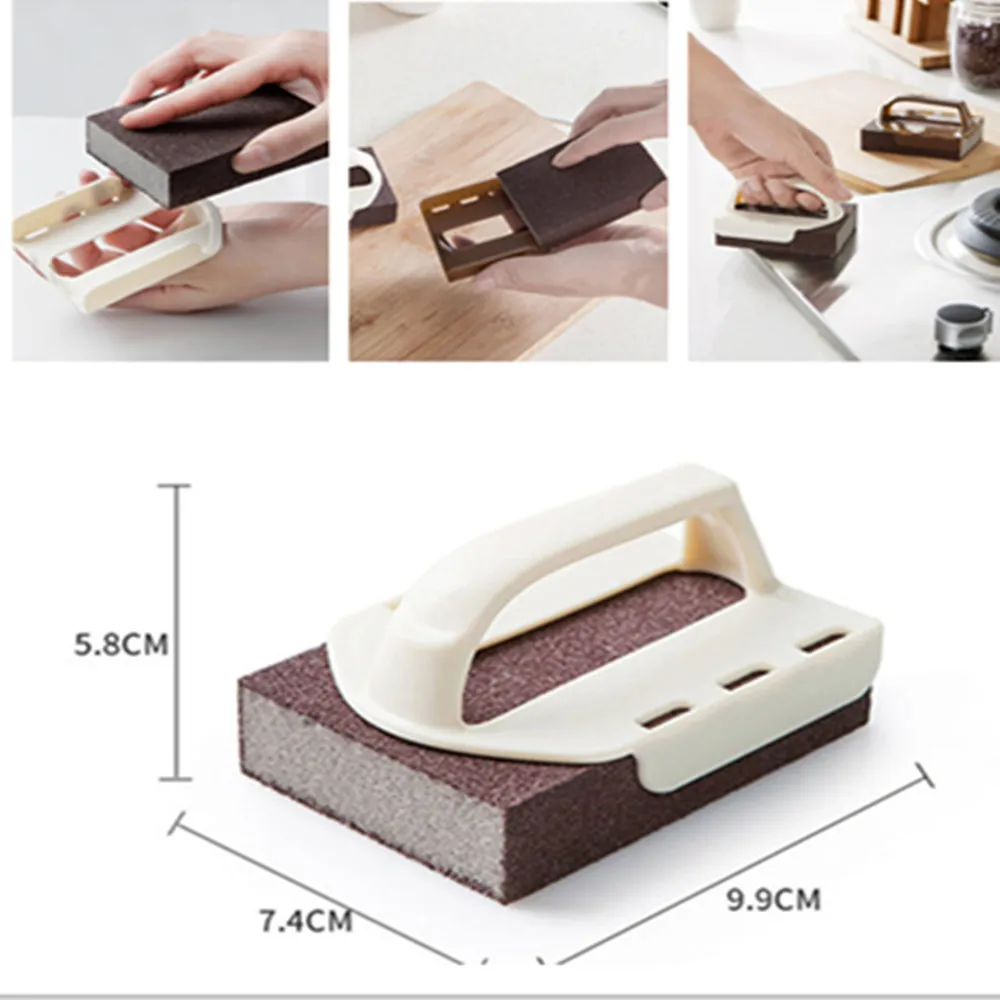 

Hot Sponge Magic Eraser Remove Rust Clean Cotton Handle Brush Descaling Clean Wipe Pan Kitchen Washing Cleaning Tool Accessories