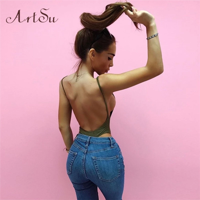 ArtSu Casual U Cutout Backless Strap Cotton Bodysuit Femme Teddy Bodycon Rompers Womens Summer Jumpsuit Overalls Mujer ASJU60122 ArtSu Casual U Cutout Backless Strap Cotton Bodysuit Femme Teddy Bodycon Rompers Womens Summer Jumpsuit Overalls Mujer ASJU60122