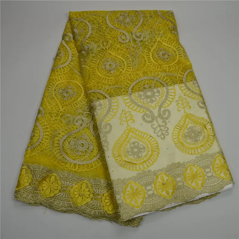 

African style Embroidered Champagne French Net Lace with Beads for Lady Evening Party