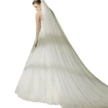 Мягкая фатиновая Длинная фата для невесты, белая/цвета слоновой кости, свадебная вуаль с гребнем, свадебные аксессуары, дешевые в, соборный поезд