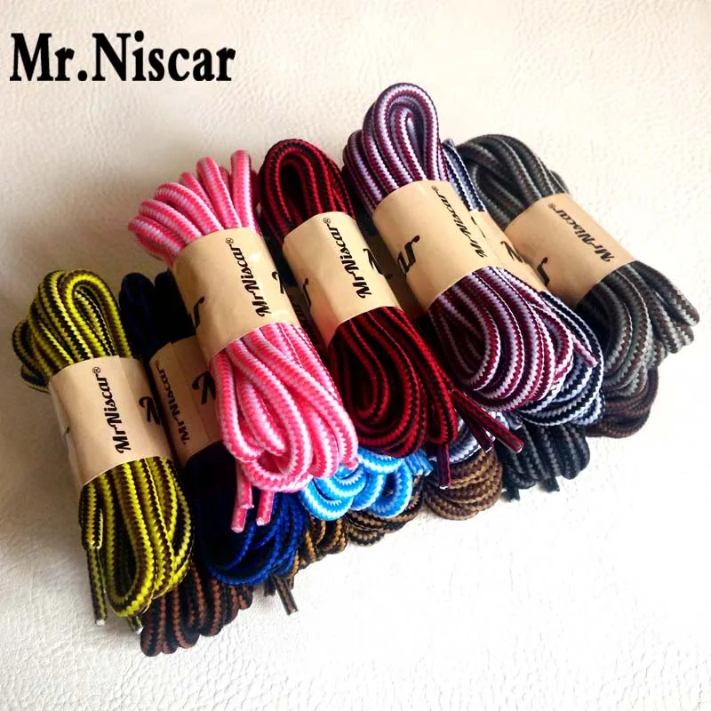 

Mr.Niscar 2 Pair Fashion Boots Polyester Shoelaces Round Outdoor Casual Sport Shoe Laces Round Double Striped Bootlaces String