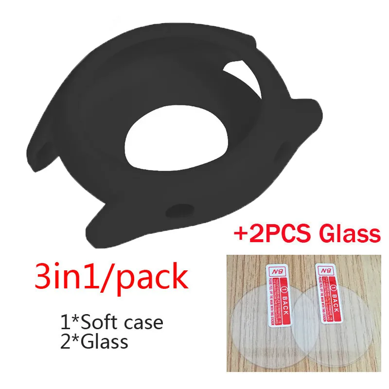 

2in1 For Huawei Watch GT case silicone cover shell + 2pcs 9H 2.5D glass screen protector watch gt smart watch Accessories