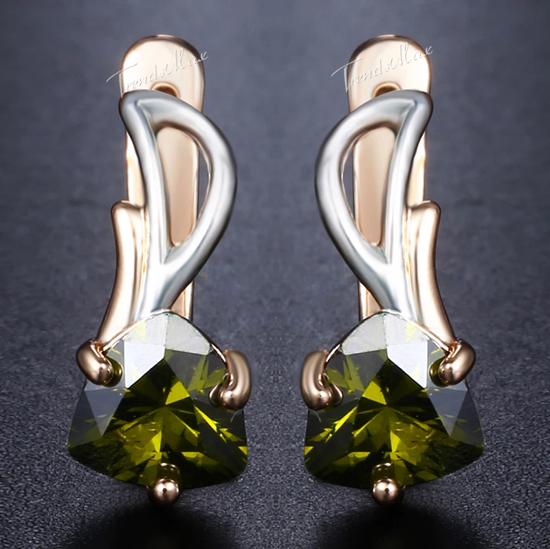 

Womens Stud Earrings Elagant Green Stone 585 Rose Gold Earrings For Woman Jewelry 2018 Accessories Gifts Dropshipping HGE145