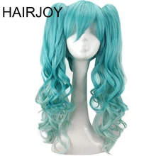 HAIRJOY синтетические волосы мятный зеленый серебряный серый розовый синий косплей парик костюм парики+ 2 длинные вьющиеся Съемный Хвост