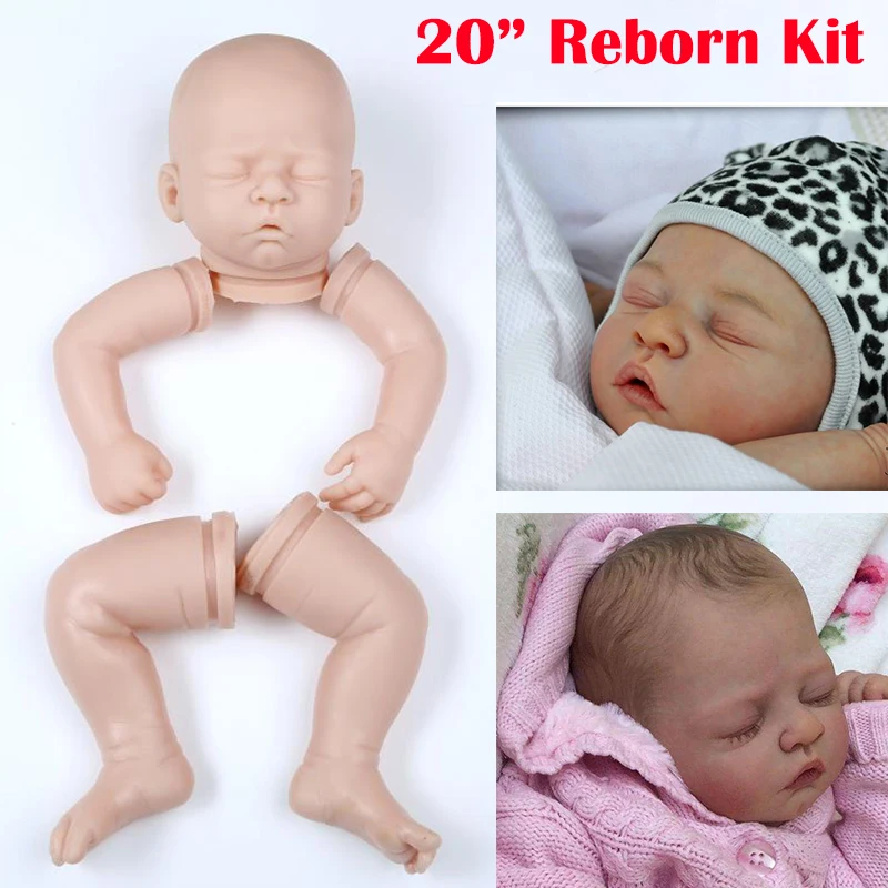 20 pulgadas sin pintar Reborn Kits Sleeping Baby Doll con cabeza de silicona 