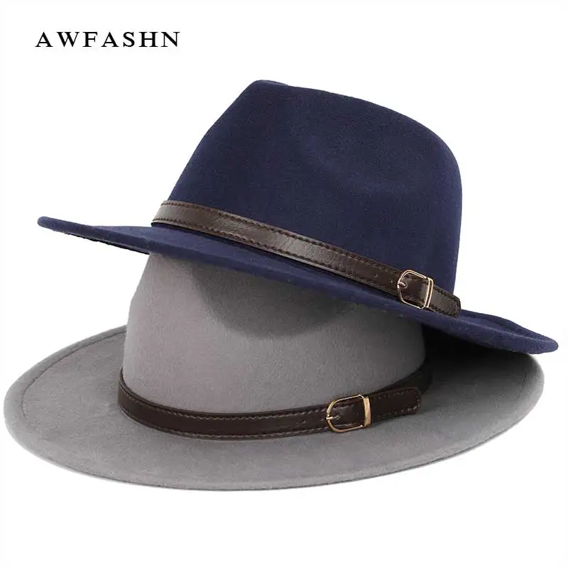 

top vintage wide brim hat mens pork pie hats women's felt hat autumn winter men's hat wool luxury Woman Bone large size big