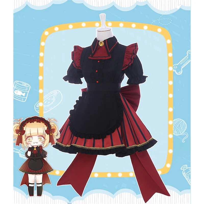 Himiko Toga Boku No Hero Academia Himiko Toga Лолита платья маскарадный костюм мой герой Academia Asui Tsuyu Ochaco Uraraka юбка горничной парики волосы - Цвет: Himiko Toga