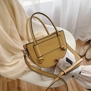 

New PU leather three-dimensional semi-circle saddle bag knotted solid color simple wild single shoulder messenger bag