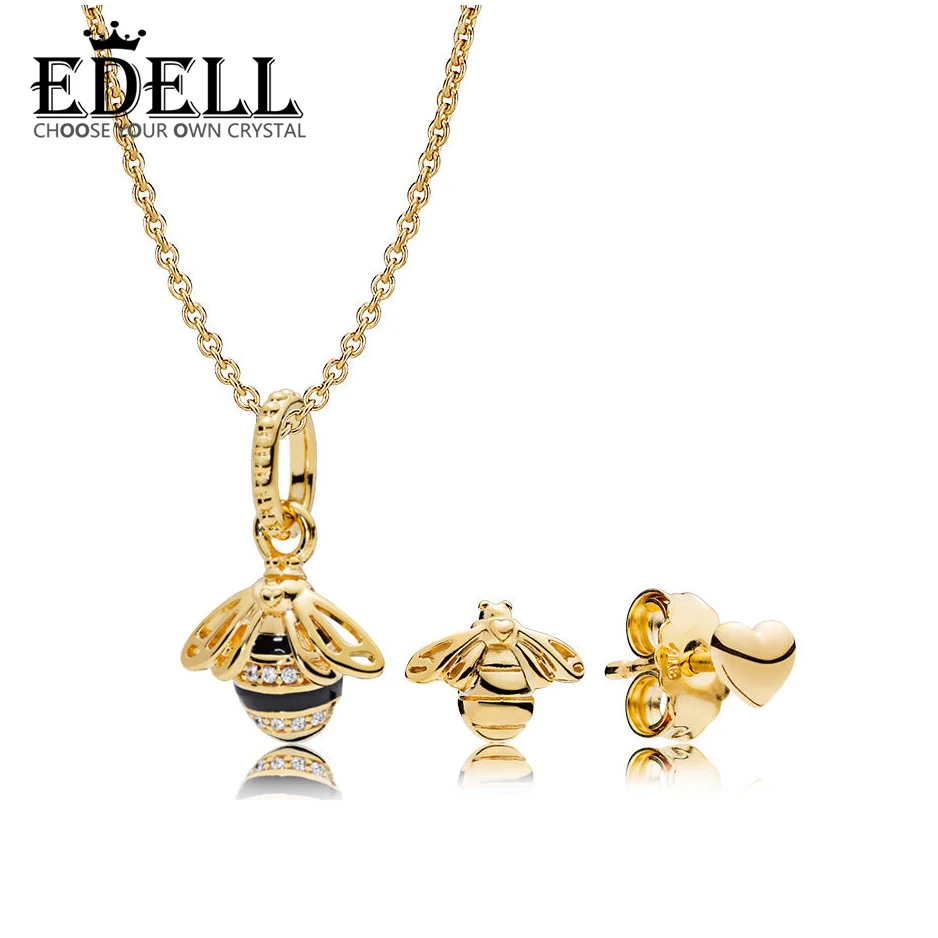 

EDELL Type100% Sterling Silver Earrings 925 Flower Hollow Sweet Pearl Ear Studs Charm Beads Fit DIY Dangler Bracelet