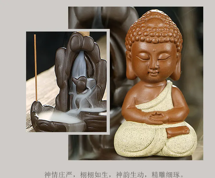 20 шт. благовония конус+ курильница Yixing Zisha Будда Tathagata сандаловое дерево держатель ароматических палочек курильница для благовоний горелка Керамическая ремесла