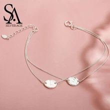 SA SILVERAGE 925 пробы серебряный браслет трендовые Изящные ювелирные Браслеты для женщин очаровательный браслет 2,65 г/66,9 мм
