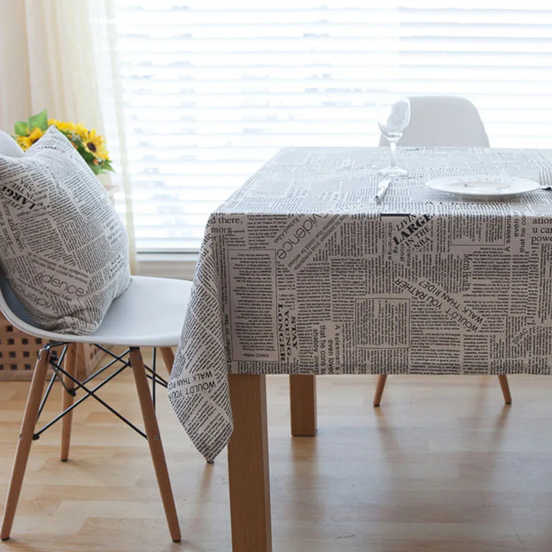 American Style English Newspaper Tablecloth Home Kitchen