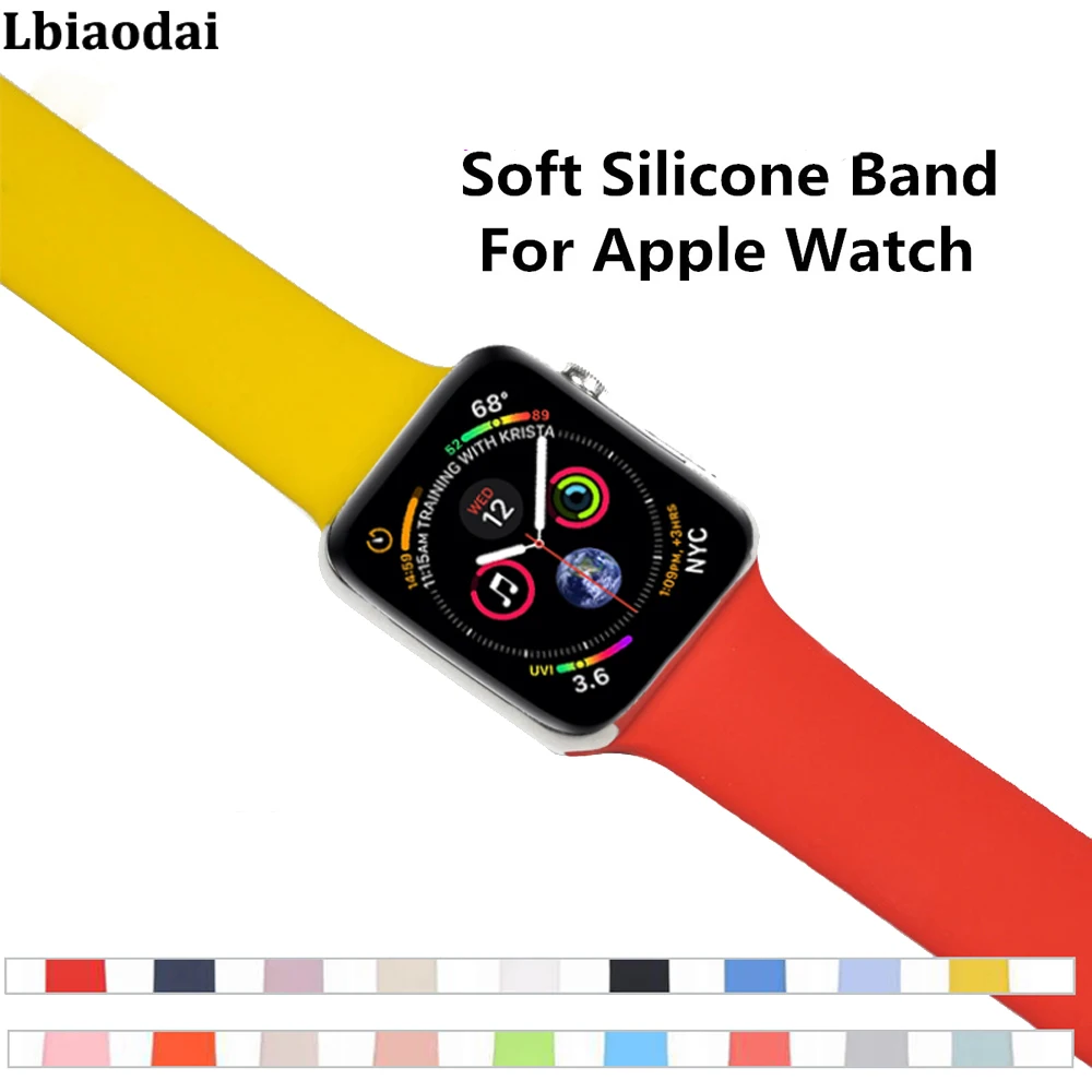 Ремешок для Apple Watch Band 42 мм 38 iWatch 4 band 44 40 силиконовый ремешок часов Браслет watch 3 2 1