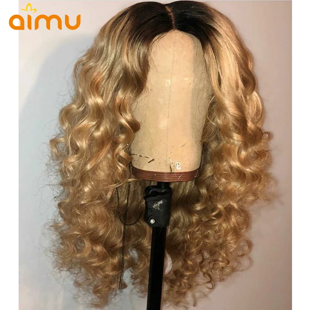 

Aimu Hair 13x6 Deep Part Loose Wave Wig For Women Ombre Lace Front Wig 1b/27 Honey Blonde Lace Front Human Hair Wavy Wigs