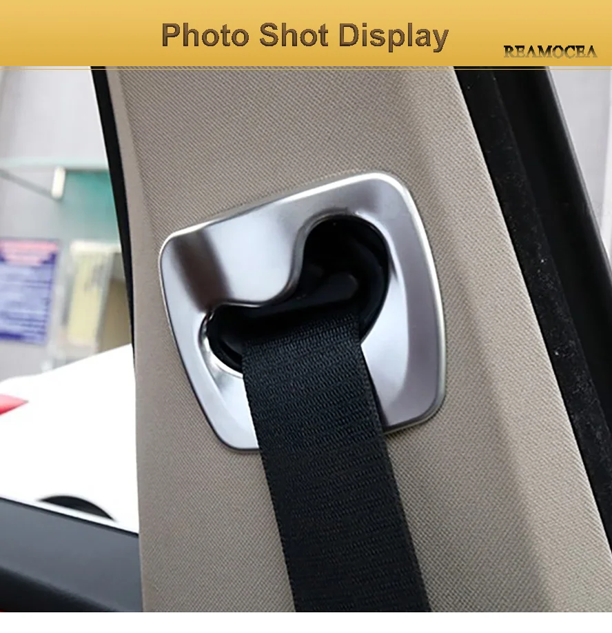 Reamocea Silver Chrome Car B Pillar Seat Safty Belt Decoration Cover Trim For BMW 5 Series F10 2011 2012 2013 2014 2015 (7)
