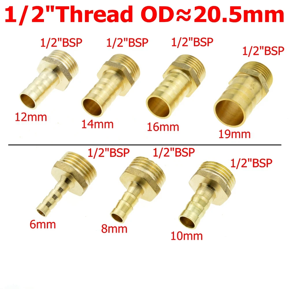 Accesorio de tubo de latón 4mm 6mm 8mm 10mm 12mm 19mm cola de barbo de manguera 1/8\