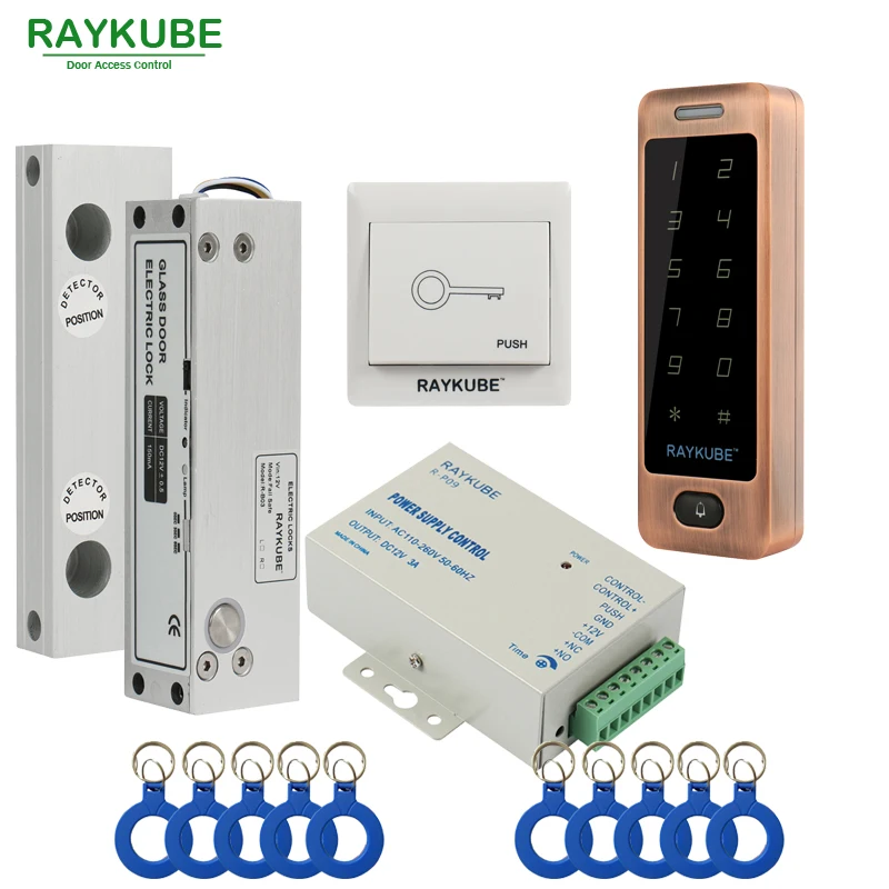 Комплект управления доступом RAYKUBE со стеклянной дверью Электрический Болтовой
