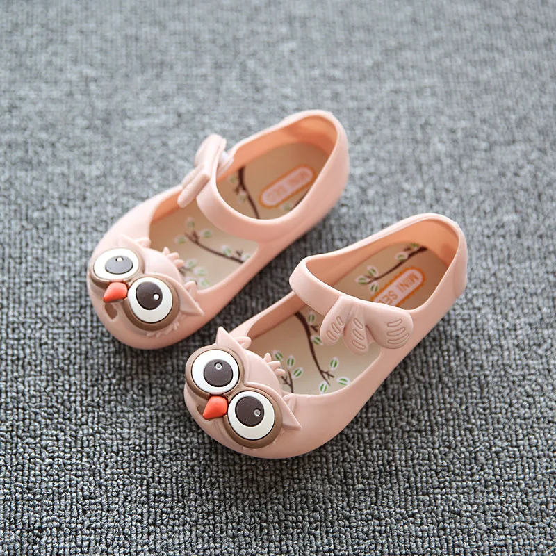 MINI SED Kids Sandals Girls Shoes Cute Cartoon Owl Girls Sandals Children Jelly Shoes PVC Soft