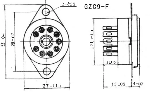 2 шт. крепление на шасси 9pin Керамическая вакуумная трубка Цоколь для 12AX7 ECC82 6922 EL84 6DJ8 12AU7 12AT7 Hifi Аудио ламповый усилитель для гитары