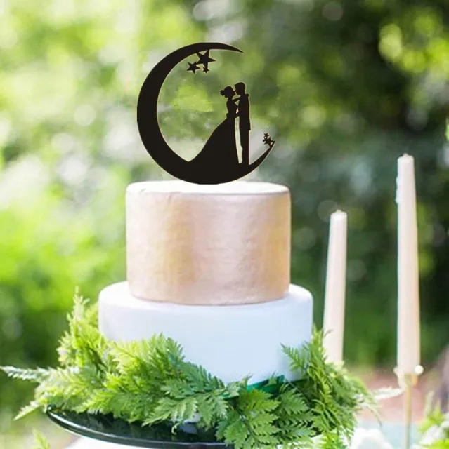 Moon Wedding Cake Topper Moon Cake Topper With Bride And Groom,moon