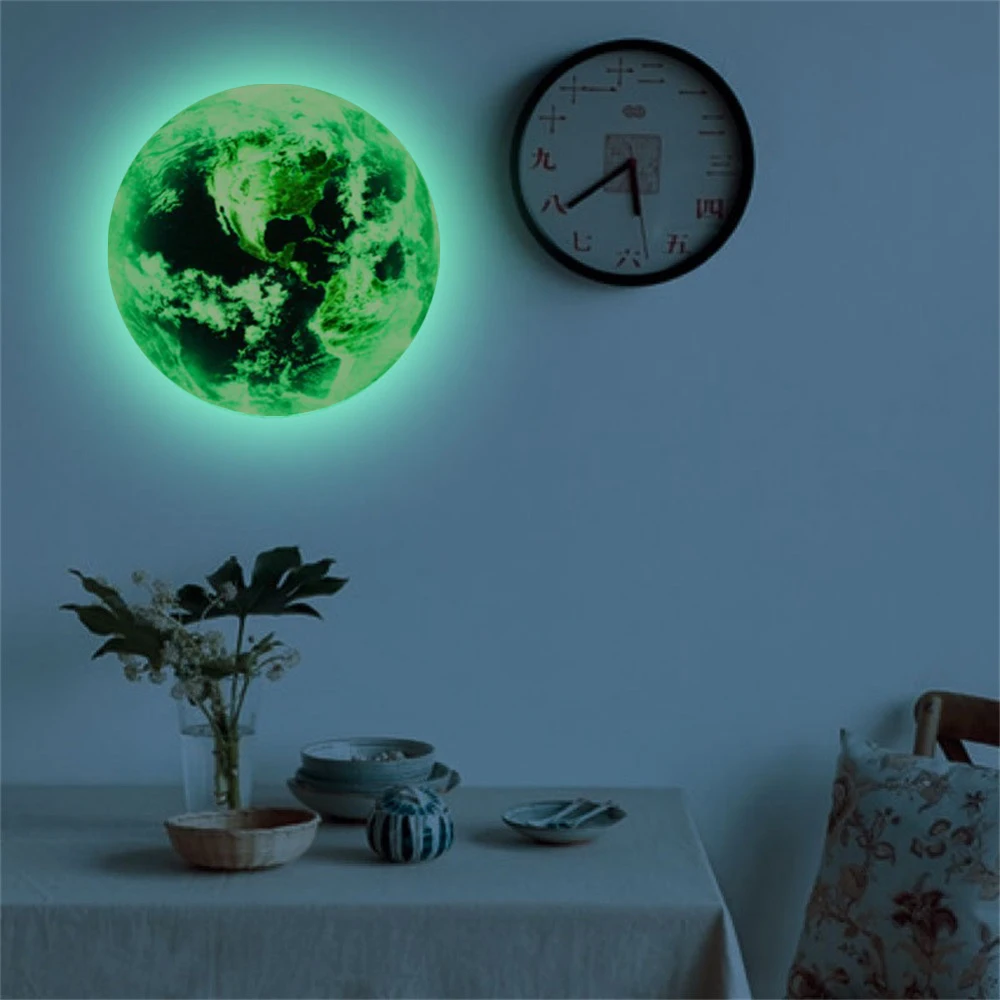 

20cm 3D Wall Stickers for Kids Room Luminous Moon Star Earth Bedroom Glow In The Dark Stars living room wall stickers home decor