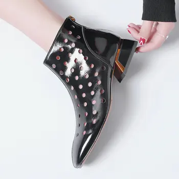 

Women High Quality Summer Ankle boots Woman summer Shoes Fashion Comfort Cut-out hollow Party Shoes Big Size 34 -42 Black