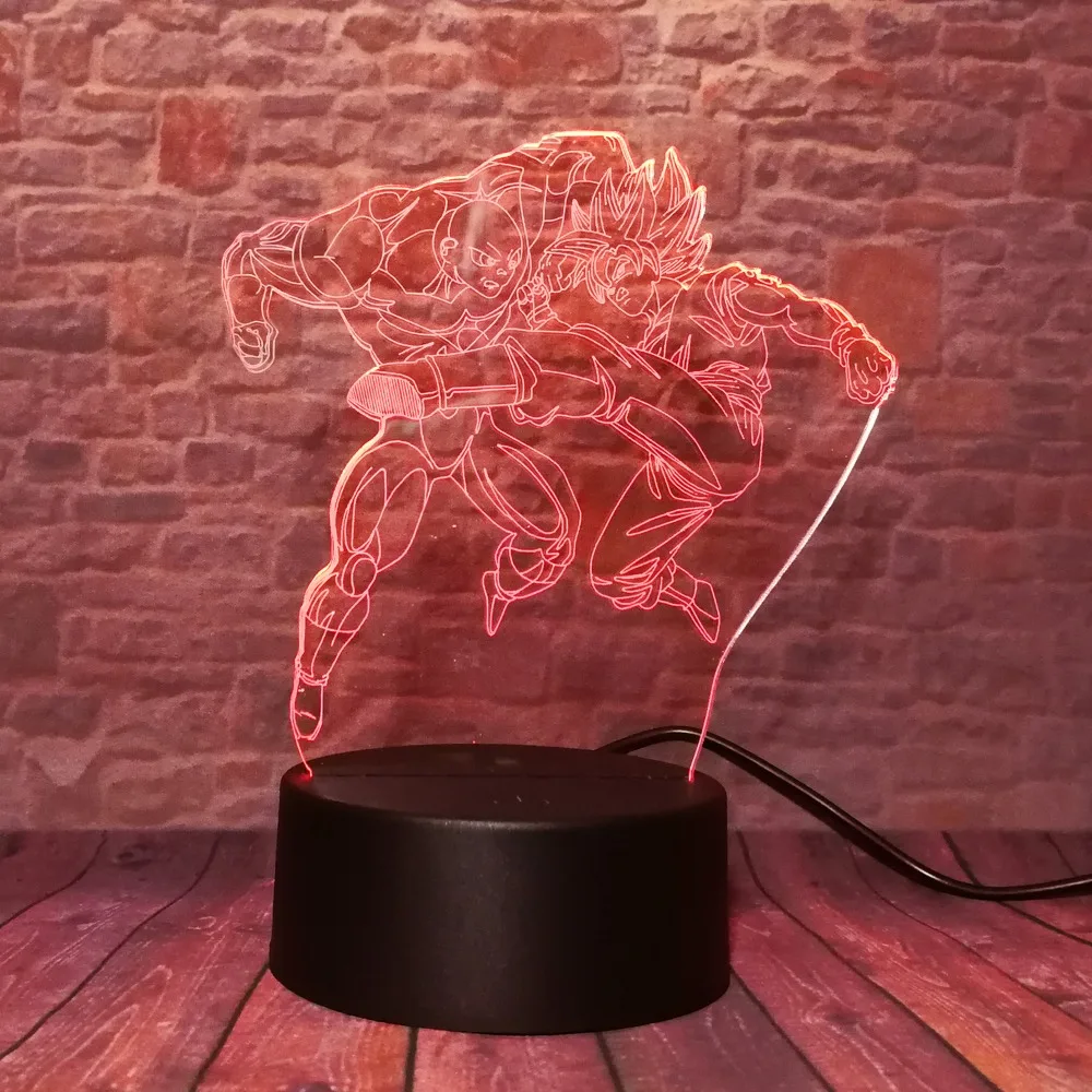 Dragon Ball Z ночник Сон Гоку VS джирен 3D иллюзия настольная лампа 7 цветов Изменение USBTouch фигурка рождественские день рождения подарки