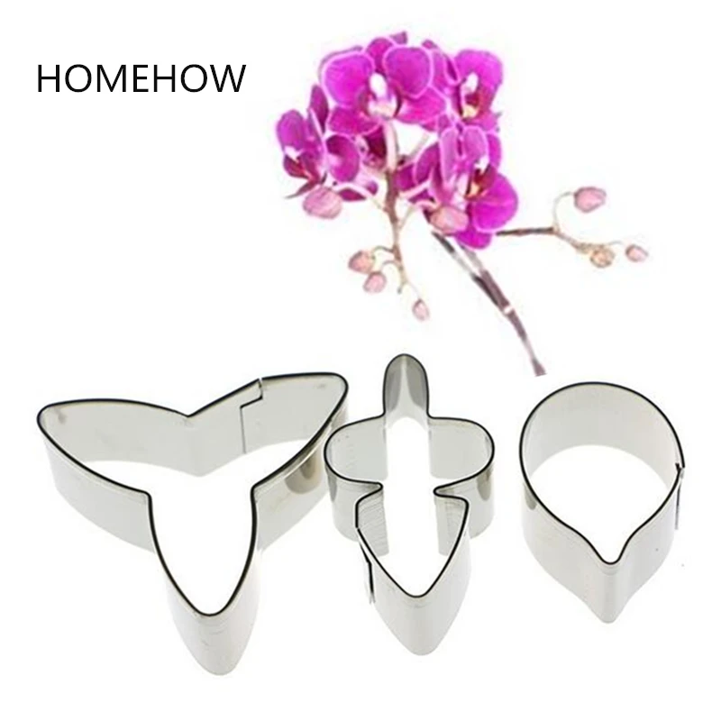 3PCS/Lot Butterfly Orchid Flower Cake Mold 3.5/4.5/5cm Stainless Steel