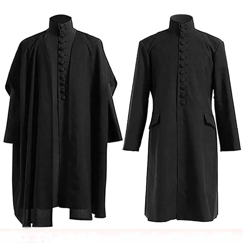

Men Women Halloween Costume Professor Severus Snape Hogwarts School Cloak Deathly Hallows Magic Potter Robe Professor Uniform