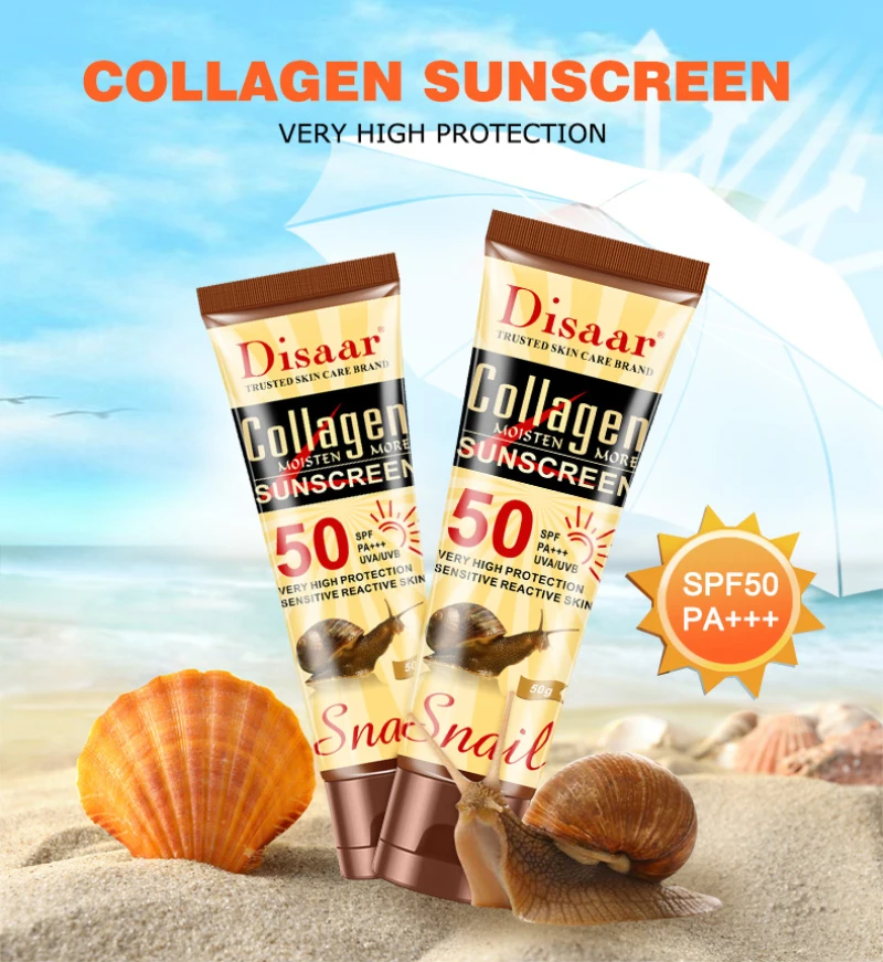 

Disaar Collagen Snail Multi-effect Sunscreen Facial Body Whitening Skin Cream Oil-Control Moisturizing BB Cream SPF50+ TSLM1