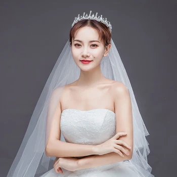 

Trendy Crystal Hair Jewelry Silver Color Rhinestone Tiaras And Crowns Women Wedding Bride Queen Princess Crown Hair Accessories