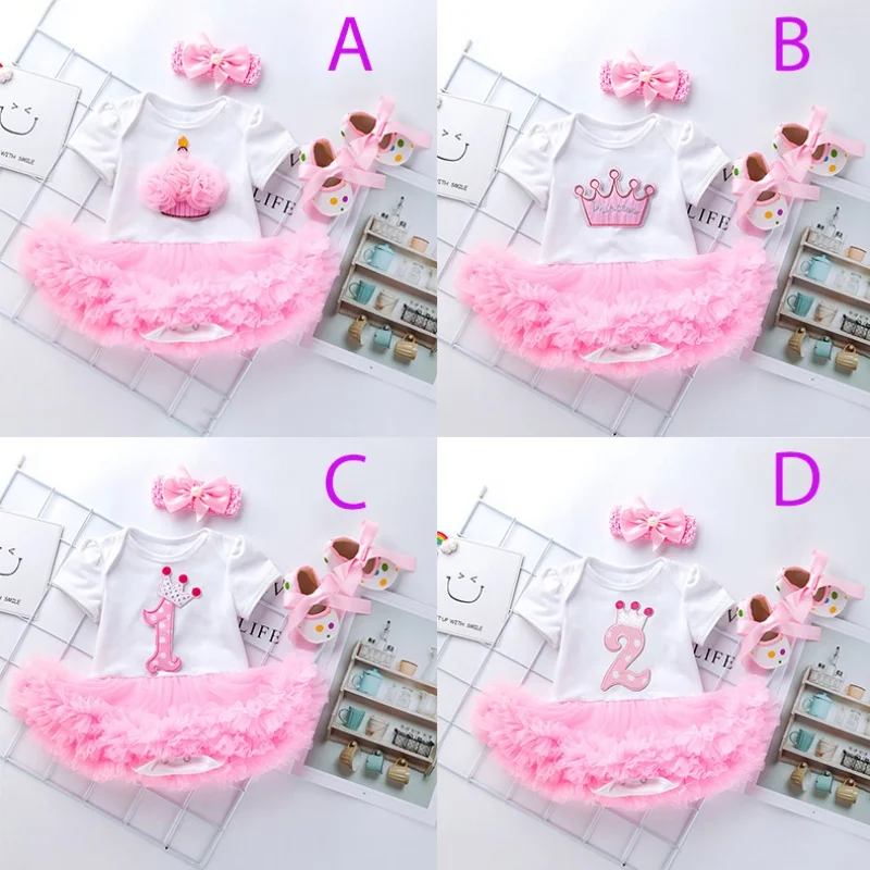

2019 Summer New Newborn Baby Girl Onesie Sweet Cute Comfrotable Breathable Cotton Mesh Design Onesie+Headband+Shoes Bodysuit