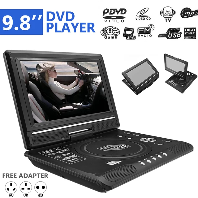 9.8 Inch Portable DVD Player Rechargeable 270 Degree Rotating Screen Digital Multimedia Player for Cars TV DVD Game MP4 Outdoor