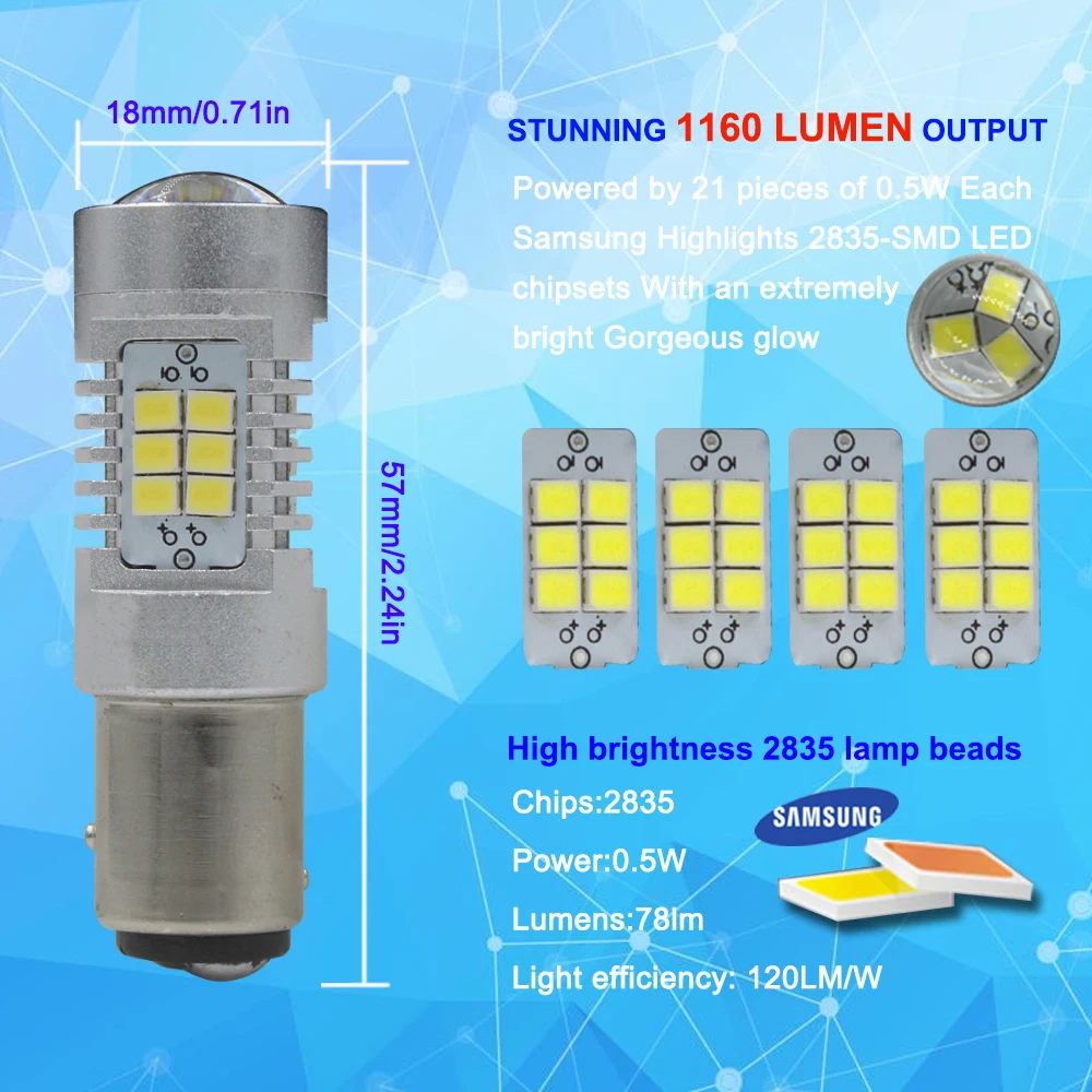 6000K белый P21 5 Вт Светодиодный без ошибок 1157 BAY15D P21/5 Вт светодиодный лампы для Jeep Renegade Дневной светильник DRL дневные ходовые огни