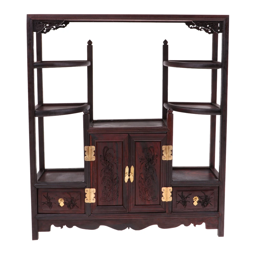 

1/6 Scale Dolls House Miniature Rosewood Tea Cabinet Model Furniture Toy for 12'' Action Figure Dolls Accessories
