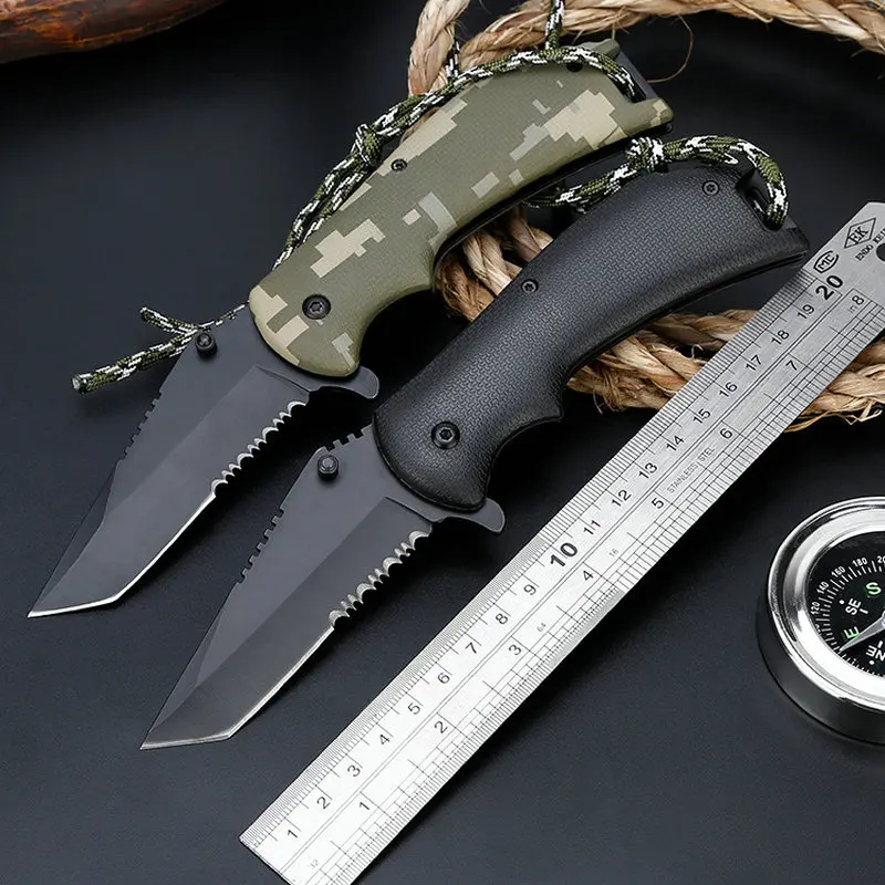 titanium tactical folding knife ABS handle outdoor camping hunting survival rescue edc tools (1)