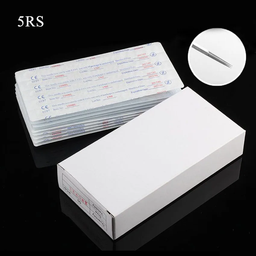 

Tattoo Needles 50pcs 5RS Stainless Steel Sterile Round Shader Needles Disposable Needes for Electric Machine Body Art Supply