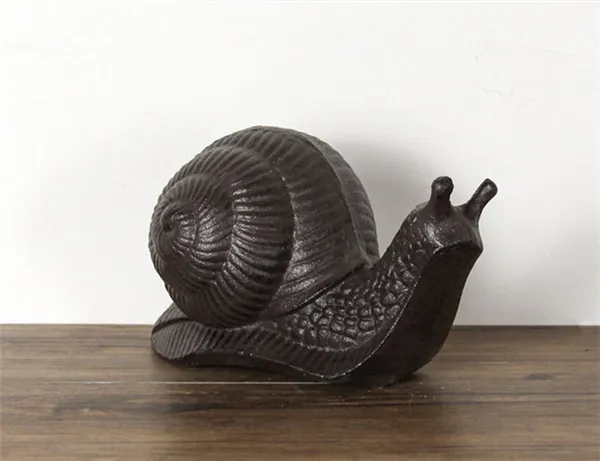 Escargot à Poser Cache Clé Sculpture en Fonte Patinée Marron 7x15cm