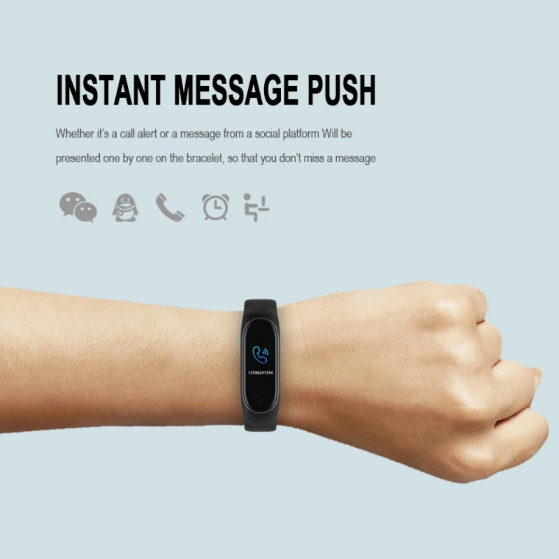 Newest M4 Smart Bracelet Waterproof Fitness Tracker vs mi Band 4 Smart Band Heart Rate Monitor WhatsApp Facebook Reminder