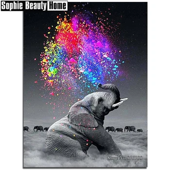 

Full 5D DIY Diamond Painting Cross Stitch Animal Elephant Diamond Embroidery Patterns Diamond Mosaic Needlework Gift 187014
